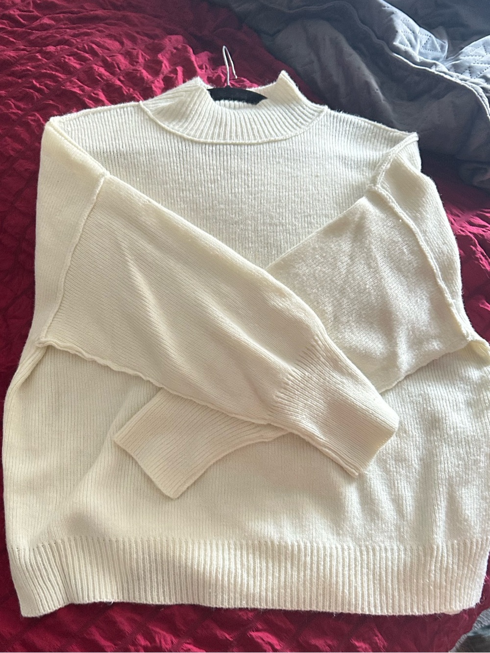 la miel White Mock Neck Sweater